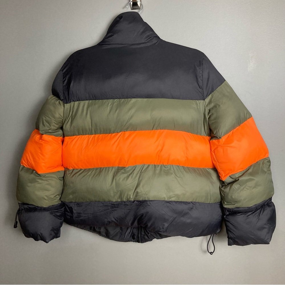 Zara short puffer coat color blocking black orange green quilted size small - Picture 6 of 16